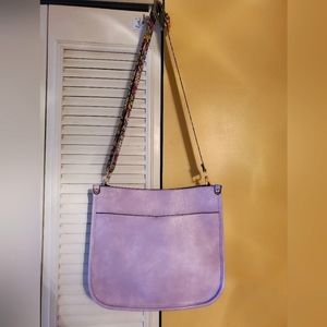 Jen and Co hobo bag, lavender, guitar strap